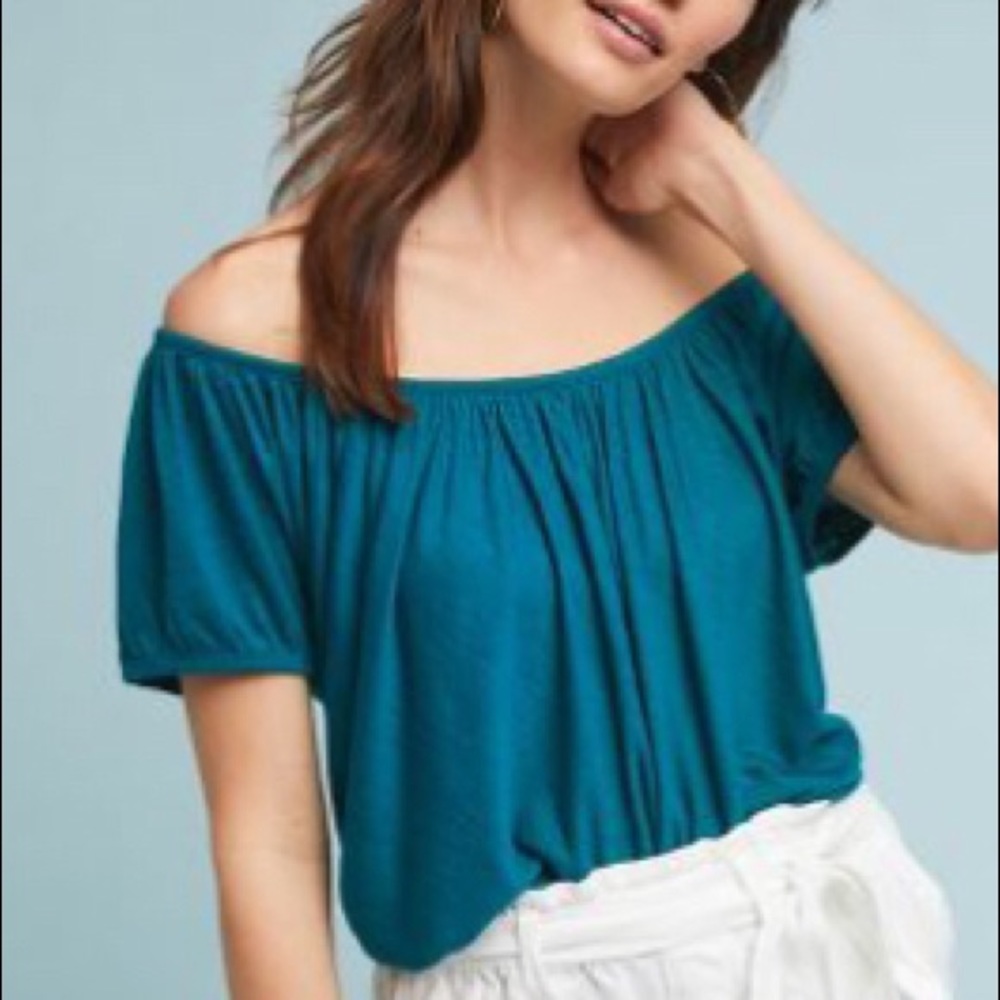 Anthropologie cotton shirt- turquoise